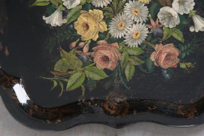 English 19th Century Papi r M ch Gilt and Painted Tray