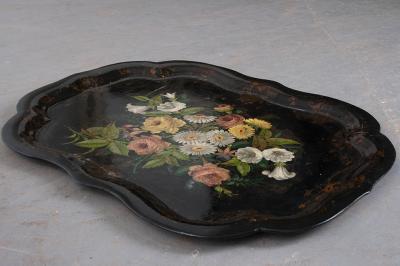 English 19th Century Papi r M ch Gilt and Painted Tray