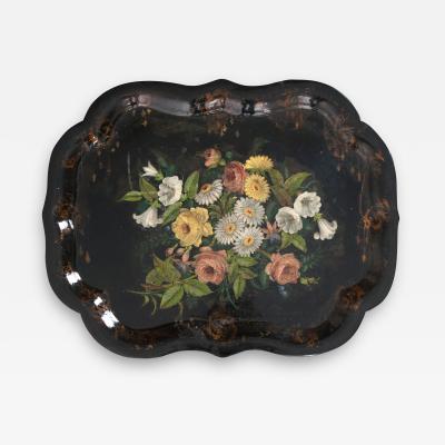 English 19th Century Papi r M ch Gilt and Painted Tray