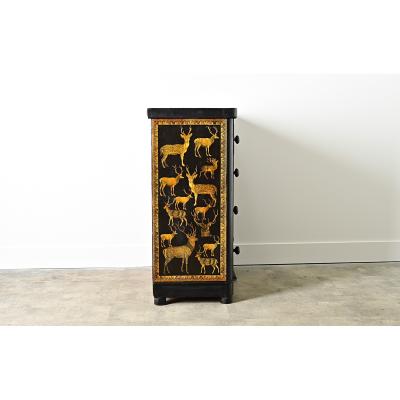 English 19th Century Pine Chest with New Paint Decoupage