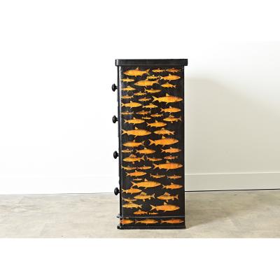 English 19th Century Pine Chest with New Paint Decoupage