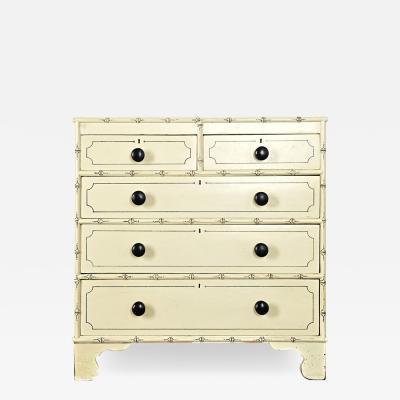 English 19th Century Pine Faux Bamboo Painted Chest