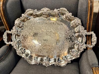 English 19th Century Silver Plated Tea Tray