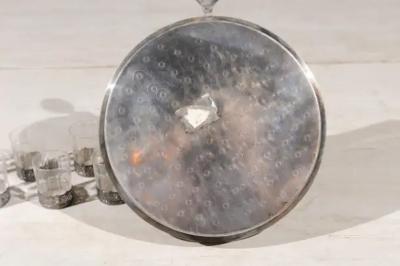 English 19th Century Silver and Crystal Decanter Set with Glasses and Platter