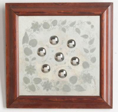 English 19th Century Square Framed Bullseye Mirror