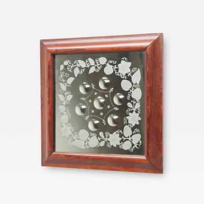 English 19th Century Square Framed Bullseye Mirror