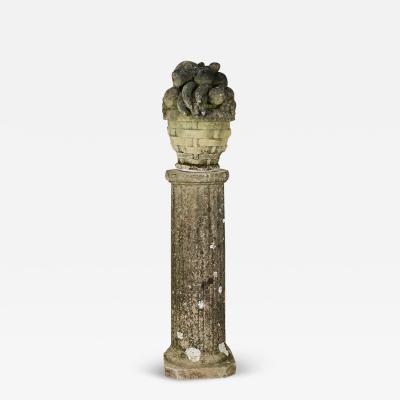 English 19th Century Stone Column Fruit Basket