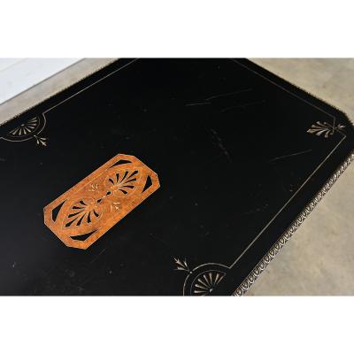 English 19th Century Victorian Ebonized and Inlay Center Table