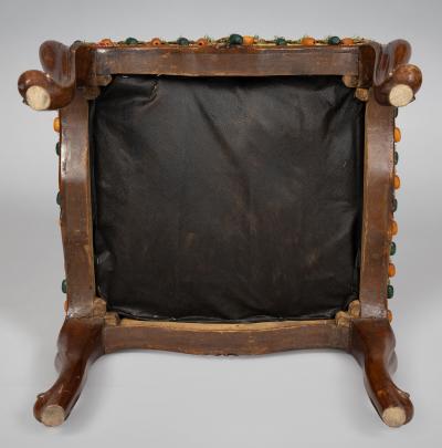 English 19th Century Walnut Upholstered Stool