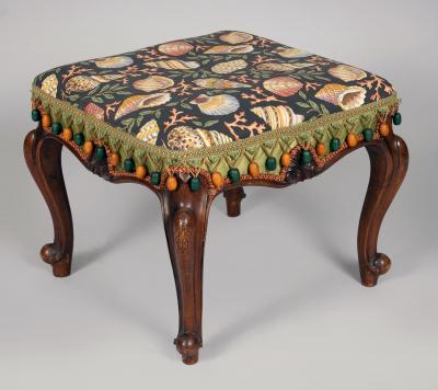 English 19th Century Walnut Upholstered Stool