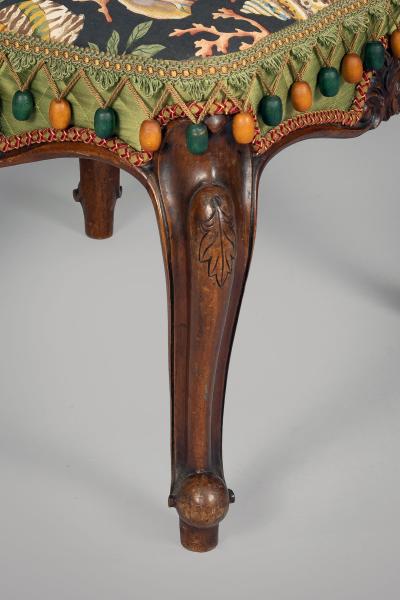 English 19th Century Walnut Upholstered Stool