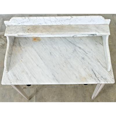 English 19th Century White Marble Top Vanity with New Paint