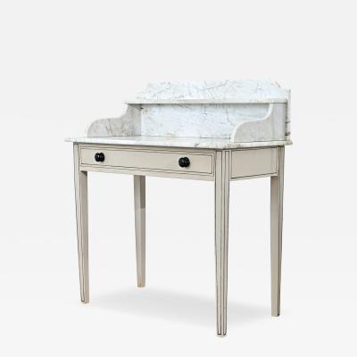 English 19th Century White Marble Top Vanity with New Paint