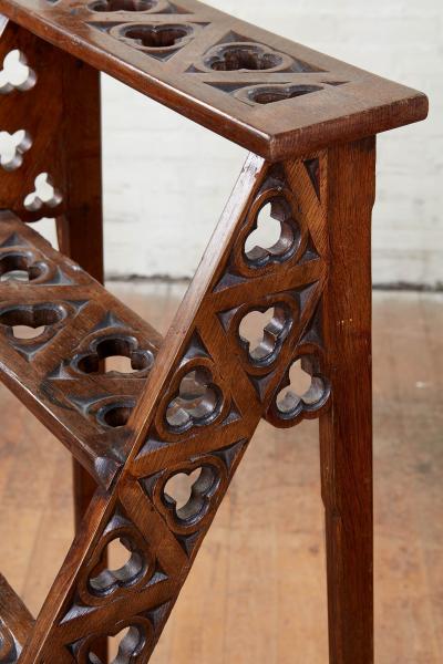 English 19th c Oak Library Steps with Handrail