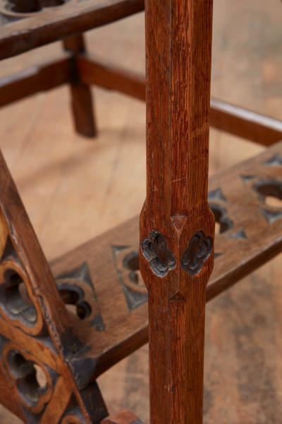 English 19th c Oak Library Steps with Handrail
