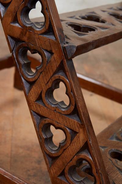 English 19th c Oak Library Steps with Handrail