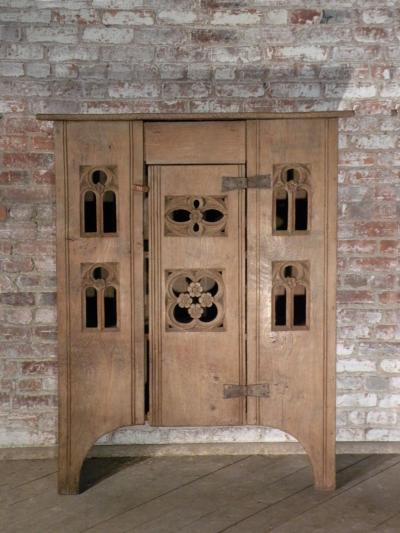 English 19th century Gothic Style Oak Food Cabinet