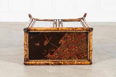 English 19thC Bamboo Lacquered Glazed Cabinet