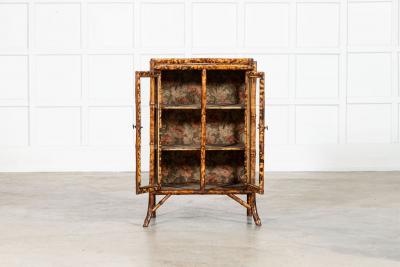 English 19thC Bamboo Lacquered Glazed Cabinet