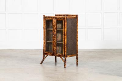 English 19thC Bamboo Lacquered Glazed Cabinet