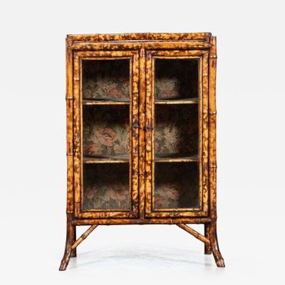English 19thC Bamboo Lacquered Glazed Cabinet