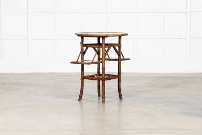 English 19thC Bamboo Lacquered Octagonal Side Table