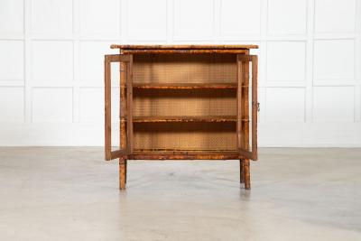 English 19thC Bamboo Rattan Glazed Cabinet