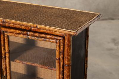 English 19thC Bamboo Rattan Glazed Cabinet