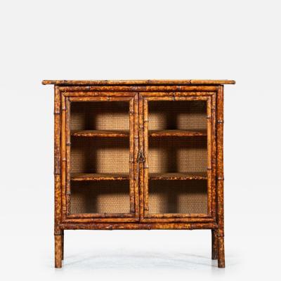 English 19thC Bamboo Rattan Glazed Cabinet
