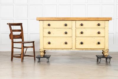 English 19thC Elm Top Painted Pine Dresser Base Drawers