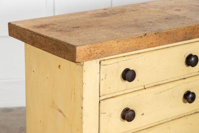 English 19thC Elm Top Painted Pine Dresser Base Drawers
