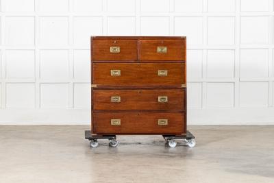 English 19thC Mahogany Campaign Chest