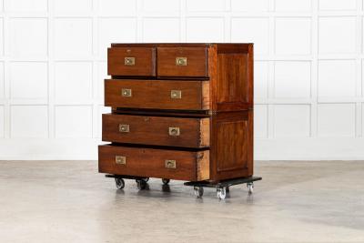 English 19thC Mahogany Campaign Chest