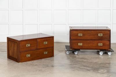 English 19thC Mahogany Campaign Chest