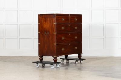English 19thC Mahogany Campaign Chest Drawers