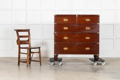 English 19thC Mahogany Campaign Chest Drawers