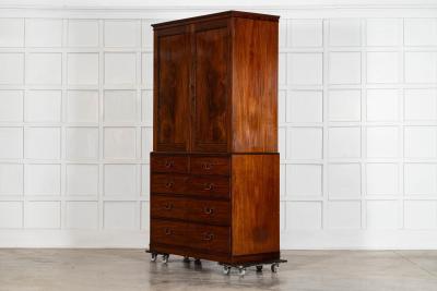 English 19thC Mahogany Linen Press