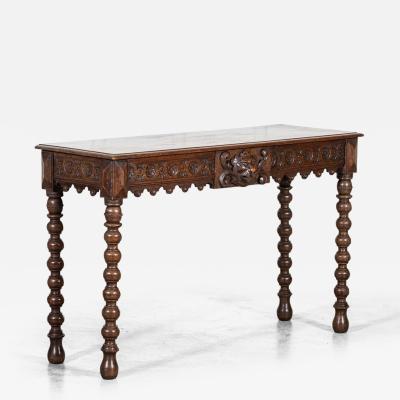 English 19thC Oak Carved Oak Console Table