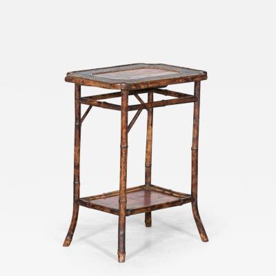 English 19thC Two Tier Tiger Bamboo Side Table