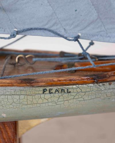 English 20th Century Bowman Carved Wood Gaff Cutter Pond Yacht