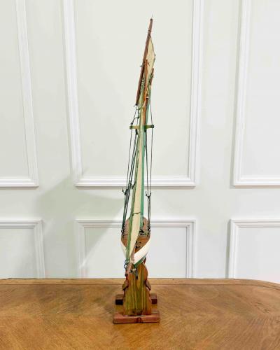 English 20th Century Carved Wood Gaff Cutter Pond Yacht