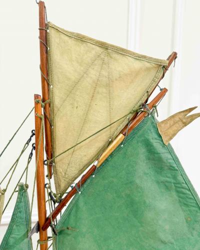 English 20th Century Carved Wood Gaff Cutter Pond Yacht