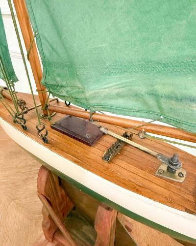 English 20th Century Carved Wood Gaff Cutter Pond Yacht