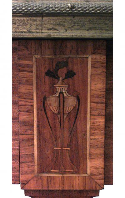 English Adam Satinwood Green Marble End Table