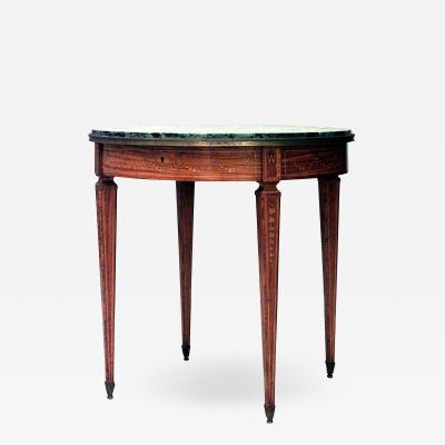 English Adam Satinwood Green Marble End Table