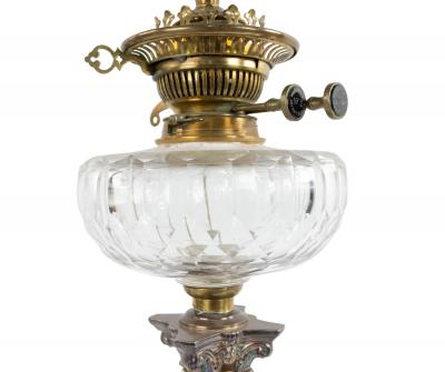English Adam Silver Plate Corinthian Column Table Lamp