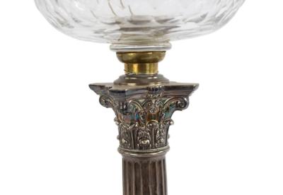 English Adam Silver Plate Corinthian Column Table Lamp