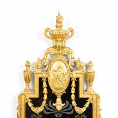 English Adam Style Bronze Dore and Black Glass Wall Sconce