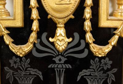 English Adam Style Bronze Dore and Black Glass Wall Sconce