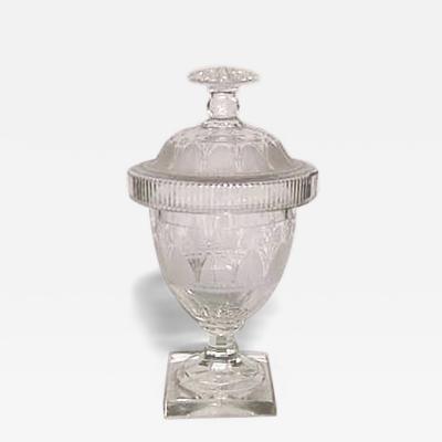 English Adam Style Etched Crystal Urns